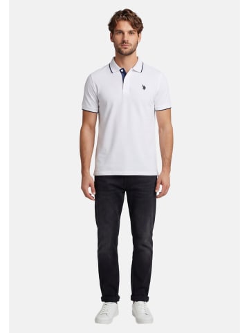 U.S. Polo Assn. Poloshirt USKayle – Classic Fit kurzarm mit Logo-Stickerei in Weiss-Navy