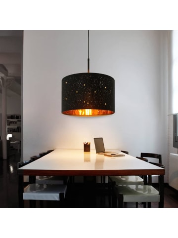 ZMH Pendelleuchte 1-flammige E27 in Schwarz Sternenhimmel mit Stofflampenschirm