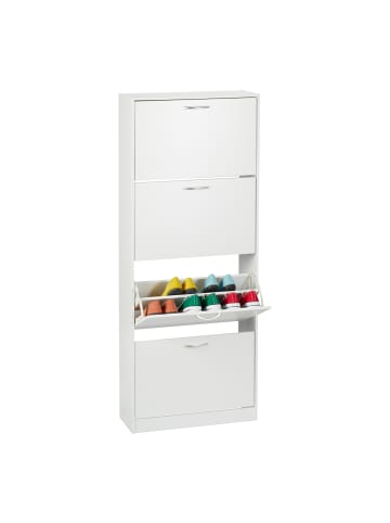 relaxdays Schuhschrank in Weiß - (B)60 x (H)152 x (T)24 cm