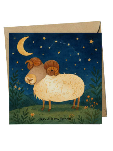 Mr. & Mrs. Panda Grußkarte Sternzeichen Widder Design ohne Spruch in Weiß