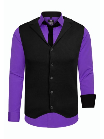 Rusty Neal Hemd mit Weste und Krawatte in Lila