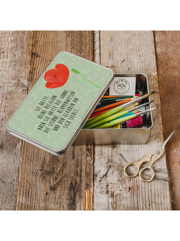 Mr. & Mrs. Panda Geschenkbox Blume Mohnblume mit Spruch in Blattgrün