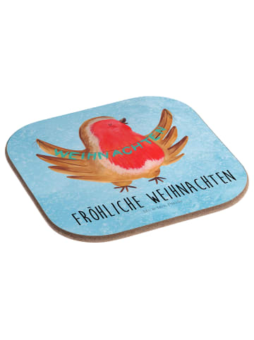 Mr. & Mrs. Panda Untersetzer für Gläser Rotkehlchen Weihnachten ... in Eisblau
