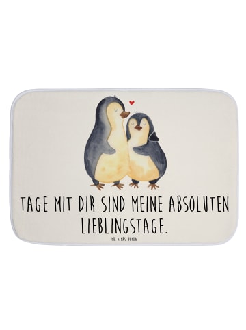 Mr. & Mrs. Panda Badematte Pinguin umarmen mit Spruch in Weiß