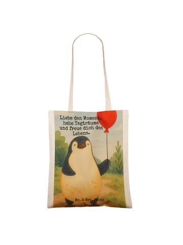 Mr. & Mrs. Panda Shopper Pinguin Luftballon Design mit Spruch in Weiß