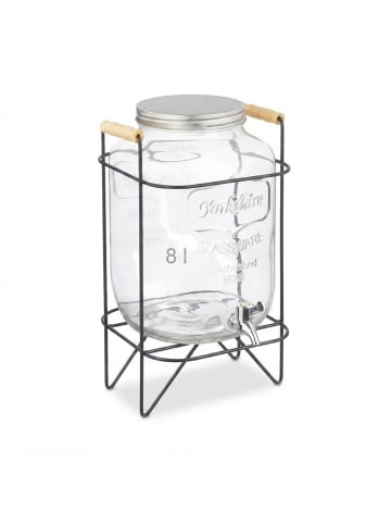 relaxdays Getränkespender in Transparent/ Schwarz - 8 l