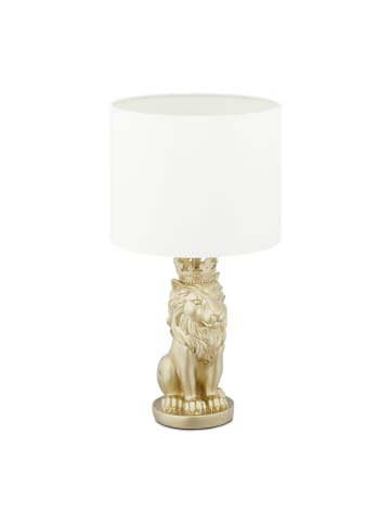 relaxdays Tischlampe Löwe in Weiß/Gold - (H)47,5 cm