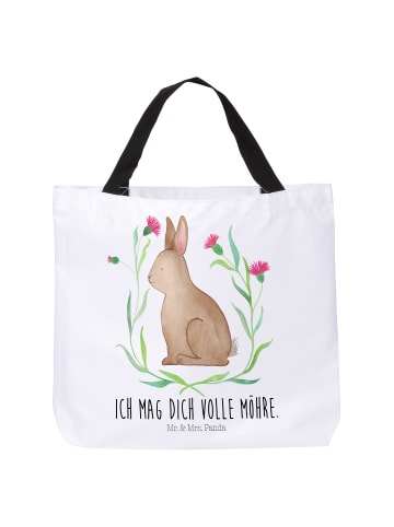 Mr. & Mrs. Panda Shopper Hase Sitzen mit Spruch in Weiß