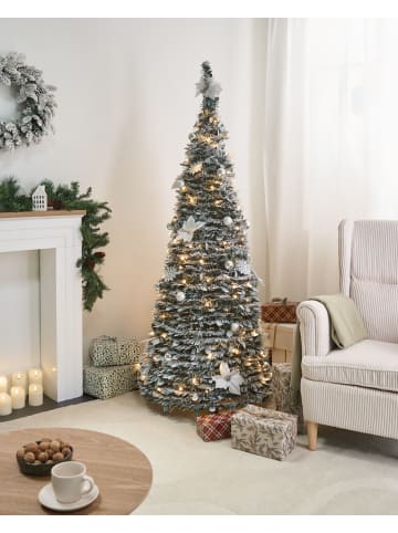 Beliani Weihnachtsbaum FIRVANA in Weiß/Grün/Silber - (W) 80 x (H) 185 x (L) 80 cm