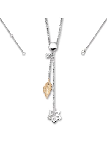 ONE ELEMENT  Zirkonia Feder & Blume Halsketten aus 925 Silber   45 cm in silber