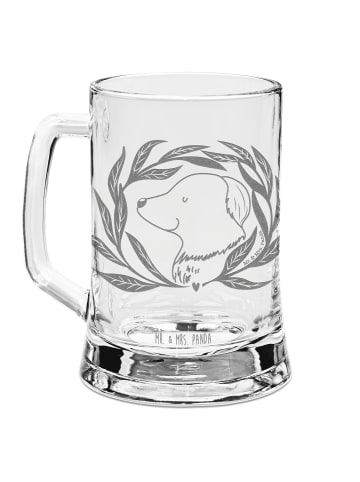Mr. & Mrs. Panda Bierkrug Hund Blumen ohne Spruch in Transparent