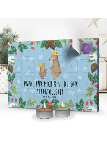 Mr. & Mrs. Panda adventskalender kerzen Bären mit Hut mit Spruch in Eisblau