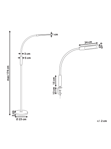 Beliani Stehleuchten APUS in Schwarz - (W) 5 x (H) 174 x (L) 24 cm