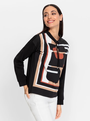 Heine Langarmshirt in schwarz-camel-bedruckt