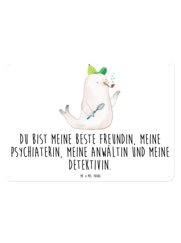 Mr. & Mrs. Panda Wandbild Robbe Sherlock mit Spruch in Weiß