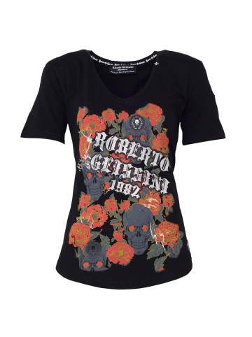 Roberto Geissini Flower T-Shirt Schwarz