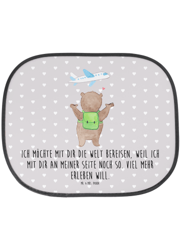 Mr. & Mrs. Panda Sonnenschutz Auto Bär Flugzeug mit Spruch in Grau Pastell
