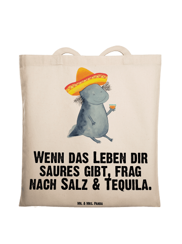 Mr. & Mrs. Panda Shopping Tasche Axolotl Tequila mit Spruch in Creme
