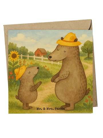 Mr. & Mrs. Panda Glückwunschkarte Bären mit Hut Design ohne Spruch in Weiß