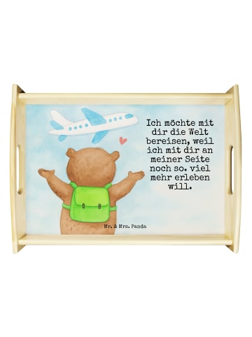 Mr. & Mrs. Panda Dekotablett Bär Flugzeug Design mit Spruch in Weiß