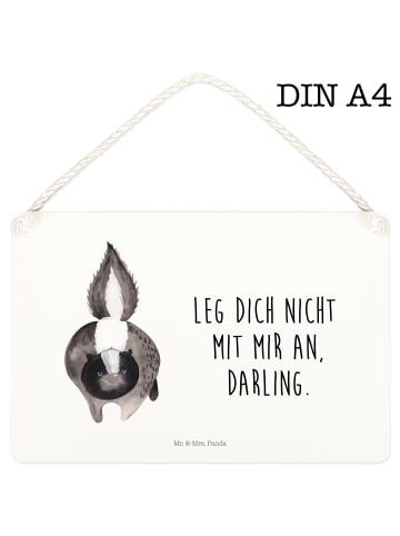 Mr. & Mrs. Panda Deko Schild Stinktier Angriff mit Spruch in Weiß