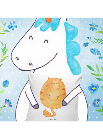 Mr. & Mrs. Panda kissen für sofa Katze Frühaufsteher ohne Spruch in Weiß