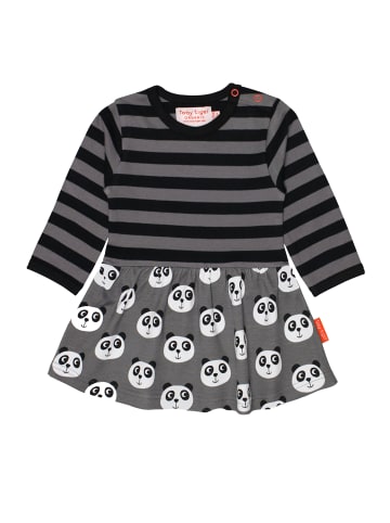 Toby Tiger Kleid mit Panda und Streifen Print in grau