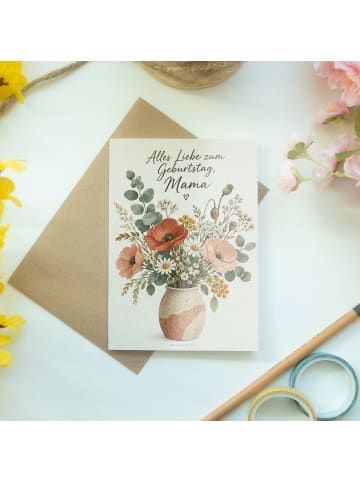 Geburtstagskarte Blumen elegant Design mit Spruch in Weiß