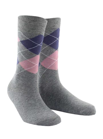 Wilox Baumwollsocken ARGYLE 2er Pack in grau