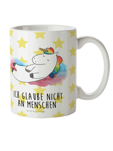 Mr. & Mrs. Panda Tasse Einhorn Wolke 7 mit Spruch in Weiß