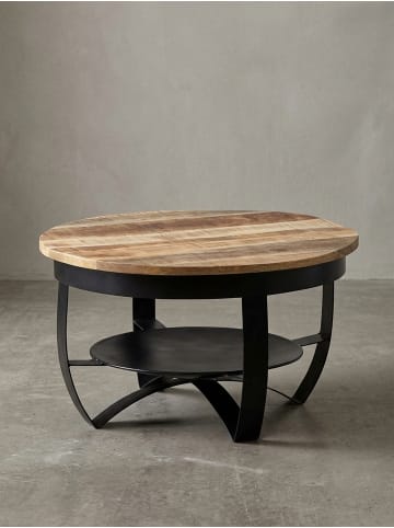 KADIMA DESIGN Couchtisch | Mango/Metall, 60x34x60cm, Industrial, Rund