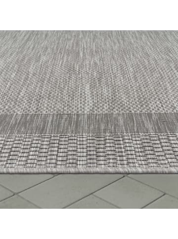 KADIMA DESIGN Outdoor Teppich Unifarben mit Bordüre Balkon, Terrasse in Grau
