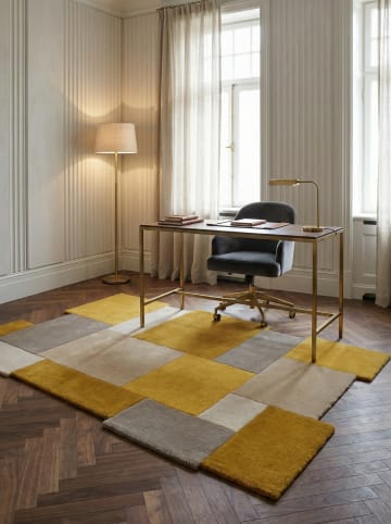 KADIMA DESIGN Teppich Wolle für Fußbodenheizung HALLEIN modern Wohnzimmer in Senfgelb