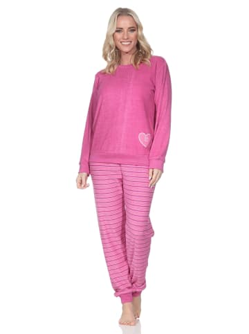 NORMANN Frottee Schlafanzug Bündchen - 88944 in pink
