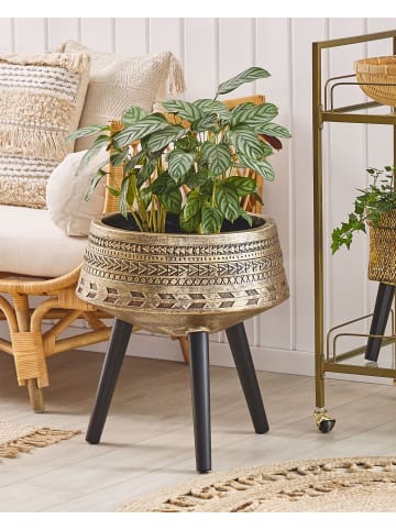 Beliani Outdoor Blumentopf VARDIANI in Gold/Schwarz - (W) 50 x (H) 51 x (L) 50 cm