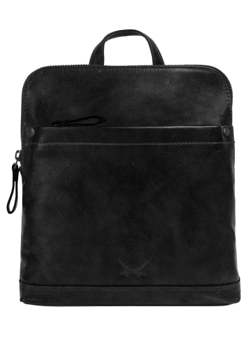 Sansibar Rucksack echt Leder in schwarz