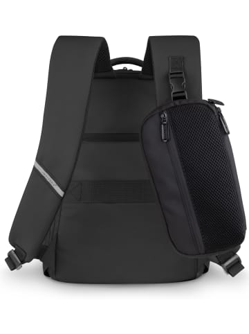 normani Erweiterbarer Handgepäck-Rucksack mit Reisepass Brusttasche in Schwarz