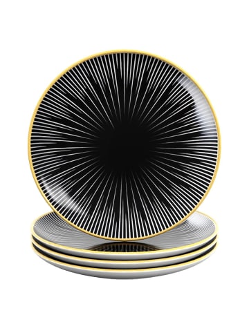 Intirilife 4x Porzellan Teller in 4x Muster Gestreift 15.3cm