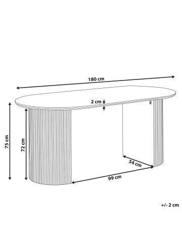 Beliani Esszimmertisch SAVORY in Schwarz - (W) 90 x (H) 75 x (L) 180 cm