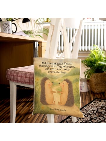 Mr. & Mrs. Panda Einkaufstasche Igel Liebe Design mit Spruch in Weiß