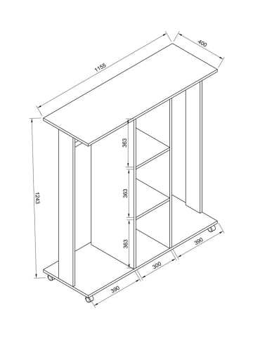 ebuy24 Regal Palosa 2 Weiß 116 x 40 cm