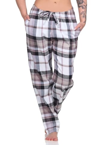 NORMANN Flanell Pyjama Hose karierte Schlafanzug Hose lang in marine