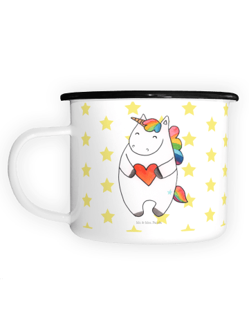 Mr. & Mrs. Panda Emaille Tasse Einhorn Herz ohne Spruch in Weiß