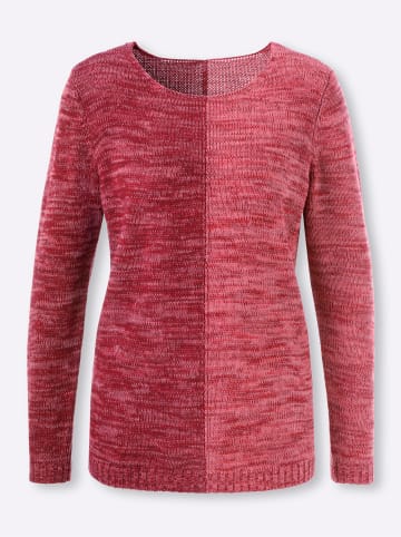 Sieh an! Langarm-Pullover in dunkelrot-flamingo-meliert