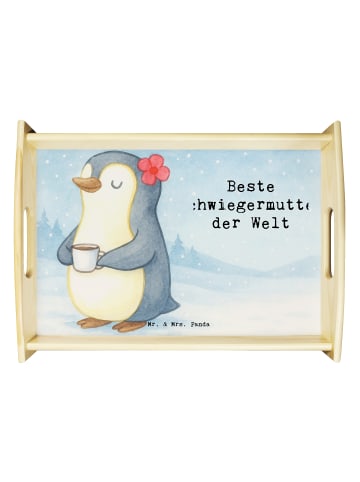 Mr. & Mrs. Panda Tablett für Getränke Pinguin Beste Schwiegermut... in Weiß