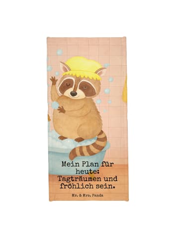Mr. & Mrs. Panda sporthandtuch Waschbär Design mit Spruch in Weiß