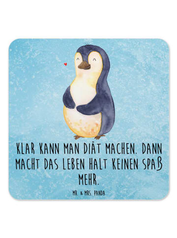 Mr. & Mrs. Panda Bierdeckel Pinguin Diät mit Spruch in Eisblau