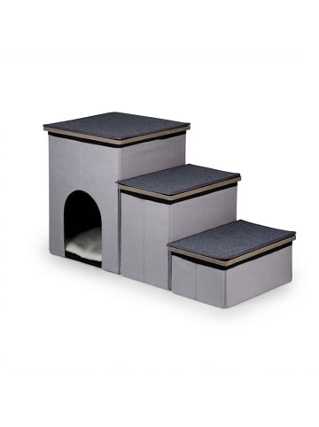 relaxdays Hundetreppe in Grau - (B)72 x (H)41,5 x (T)33 cm