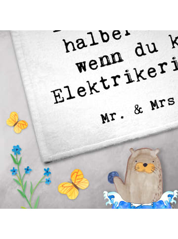 Mr. & Mrs. Panda Gästetuch Elektrikerin Herz mit Spruch in Weiß