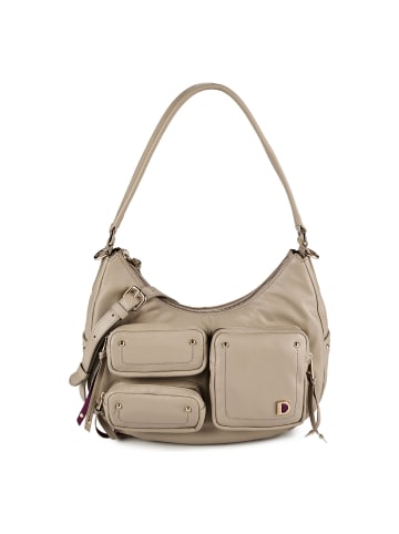 DuDu Pocket Schultertasche Leder 30 cm in grigio sabbia